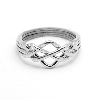 4 BAND OPEN PUZZLE RING STERLING SILVER