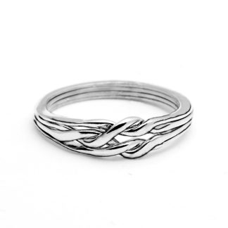 4 CHAIN PUZZLE RING LIGHT: STERLING SILVER