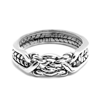 4 BAND TWIST PUZZLE RING STERLING SILVER