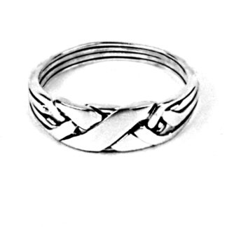 4 BAND WIDE PUZZLE RING STERLING SILVER