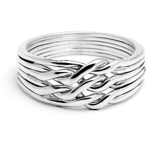 6 BAND CHAIN PUZZLE RING LIGHT STERLING SILVER