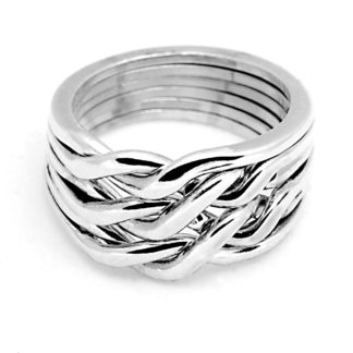 6 BAND CHAIN PUZZLE RING HEAVY STERLING SILVER