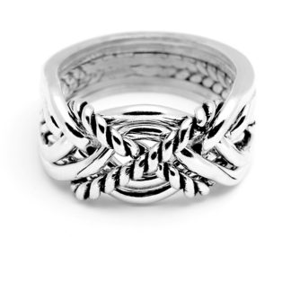 6 BAND TWIST PUZZLE RING HEAVY STERLING SILVER