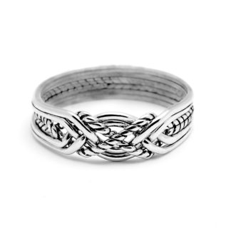 6 BAND TWIST PUZZLE RING LIGHT STERLING SILVER