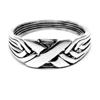 6 WIDE LIGHT PUZZLE RING STERLING SILVER