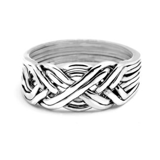 8 BAND PUZZLE RING LIGHT STERLING SILVER